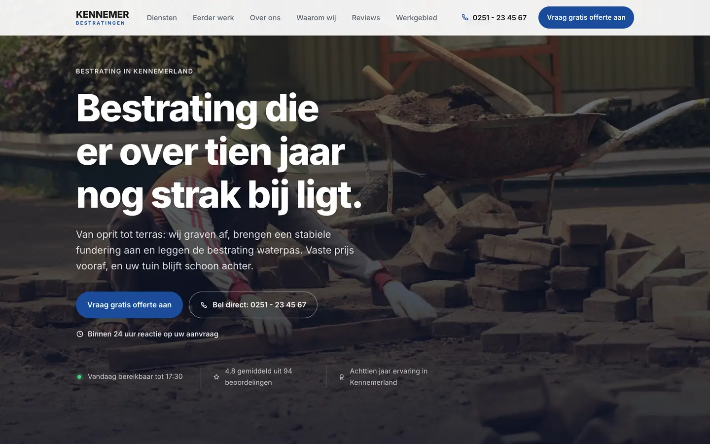 Schermafbeelding van de demo voor Kennemer Bestratingen