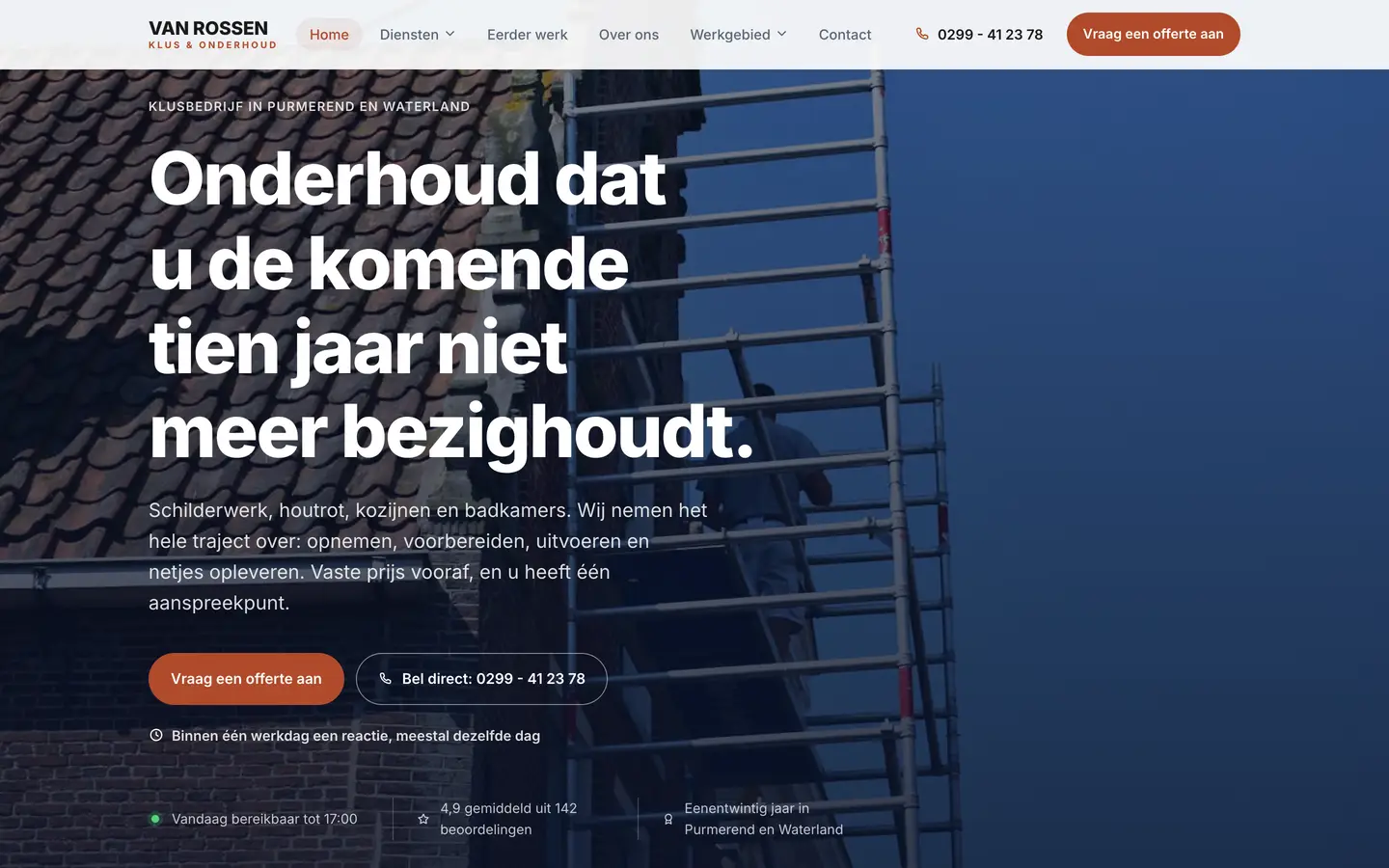 Schermafbeelding van de demo voor Van Rossen Klus & Onderhoud